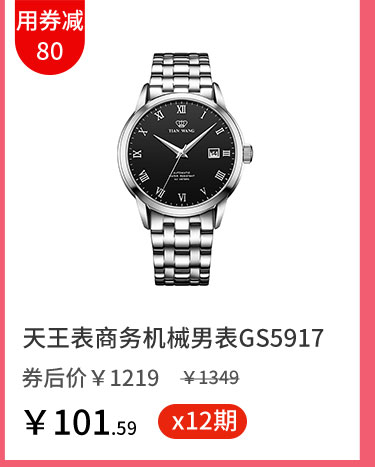 天王表商务机械男表GS5917